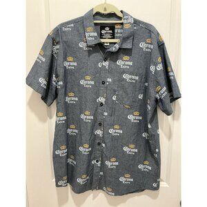 Corona Extra XL Button Down Heather Grey Vacation BBQ Casual